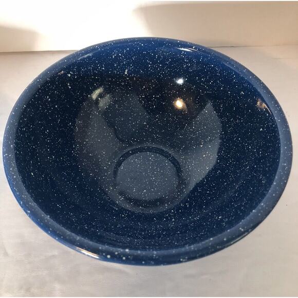 Enamelware Blue White Speckle Metal Outdoors Camping RV Cowboy 3 Bowls & 2 Cups - Picture 7 of 13